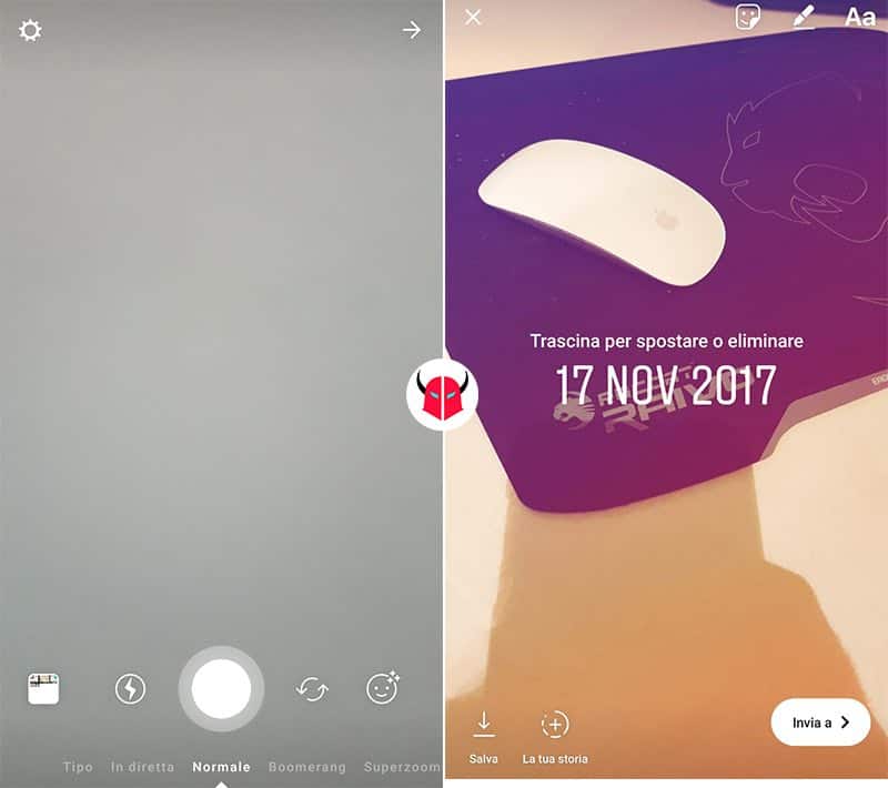 come mettere data Storie Instagram adesivo su foto