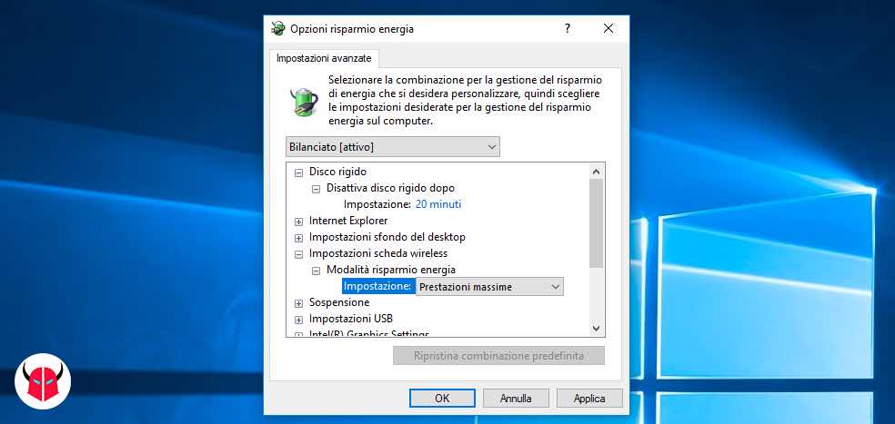 non è possibile connettersi a questa rete Windows 10 risparmio energetico