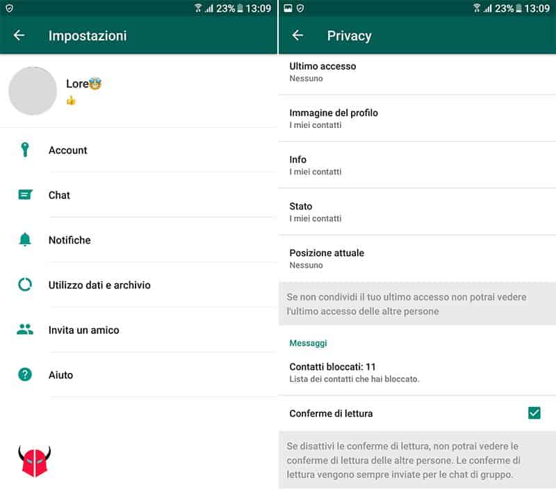 spunta blu WhatsApp non funziona attivazione conferme di lettura