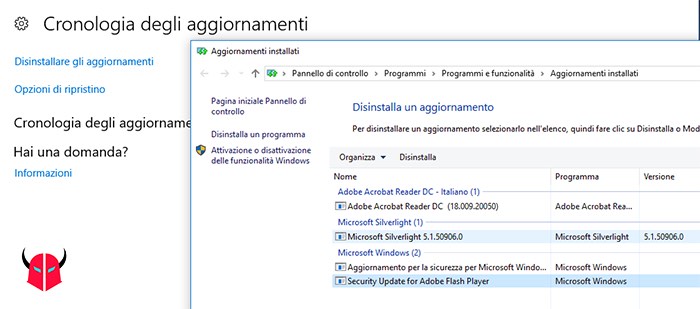 come annullare aggiornamento Windows 10 cronologia e disinstallazione