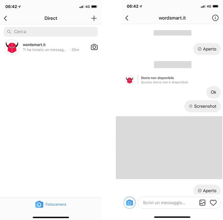 come vedere chi fa screenshot su Instagram Direct