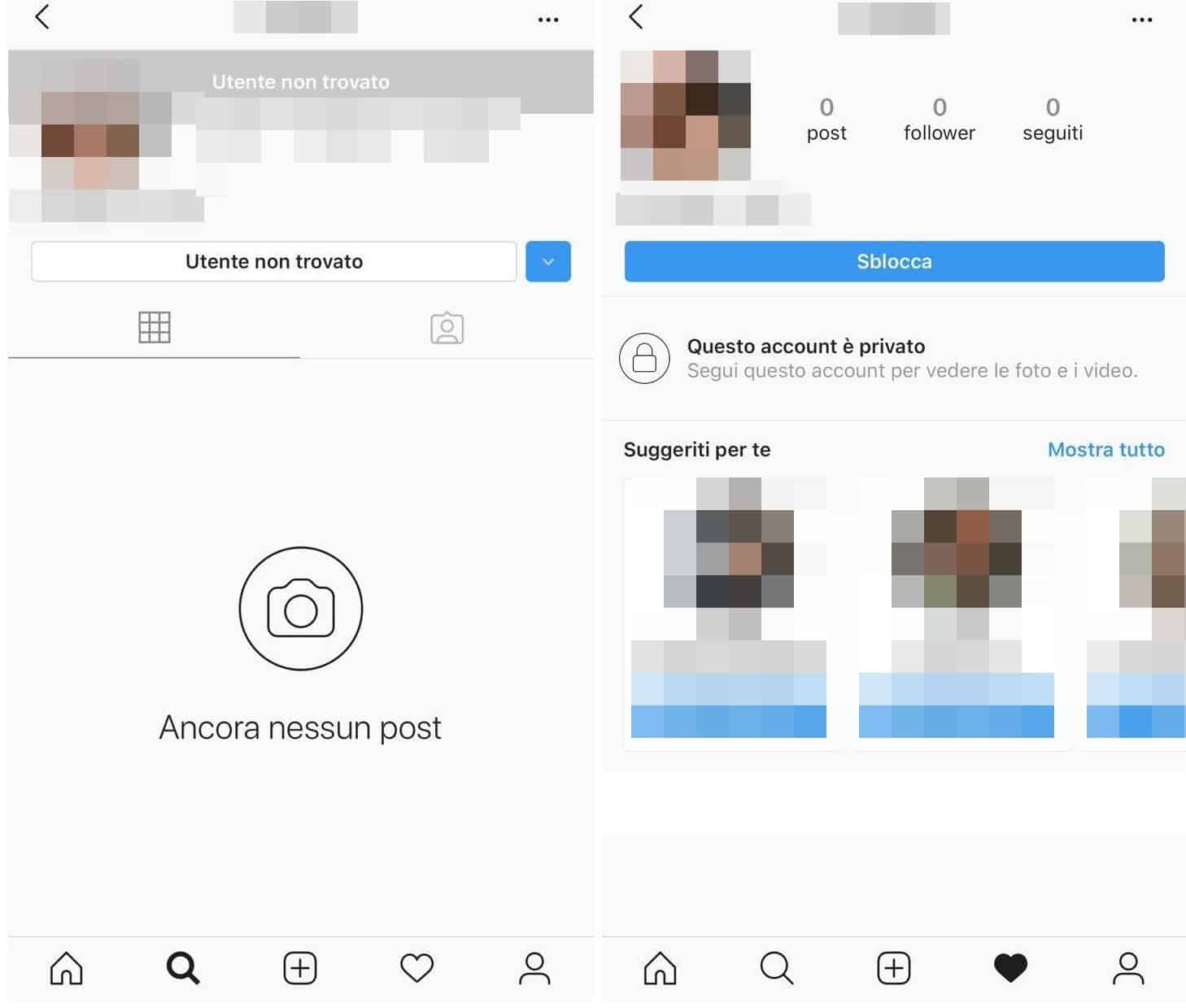 come vedere chi ti ha bloccato su Instagram utente non trovato