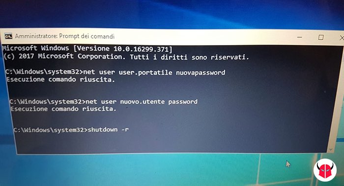 come bypassare password amministratore Windows 10 cambio password amministratore