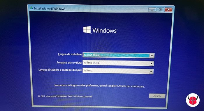 come bypassare password amministratore Windows 10 schermata installazione