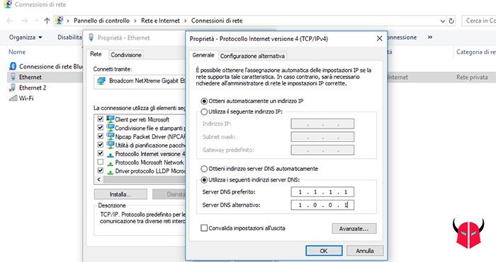 come impostare DNS Cloudflare Windows