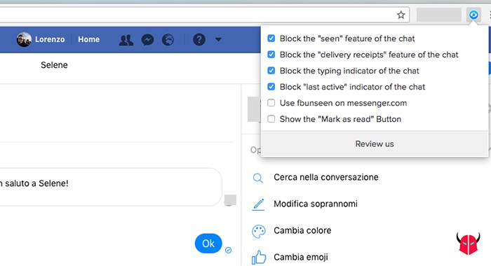 non vedo ultimo accesso Messenger Unseen Chrome