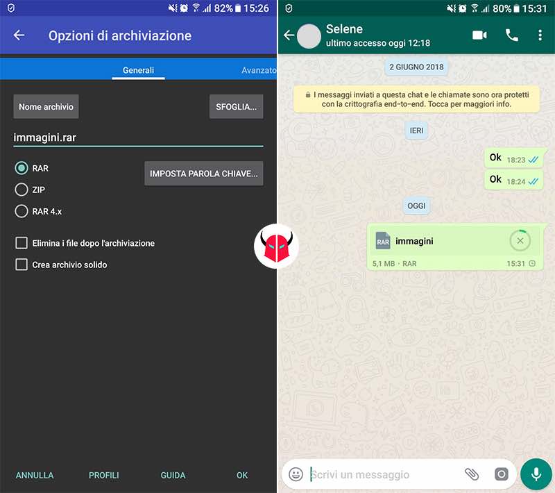 come inviare immagini WhatsApp senza perdere qualità file zippato