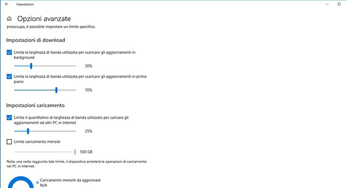 come limitare banda Windows Update su Windows 10 download