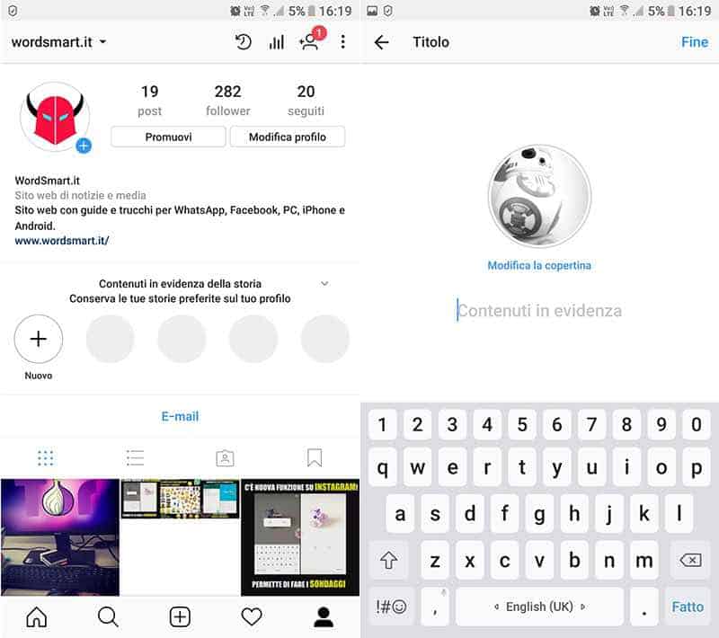 come mettere in evidenza Storie Instagram fissaggio