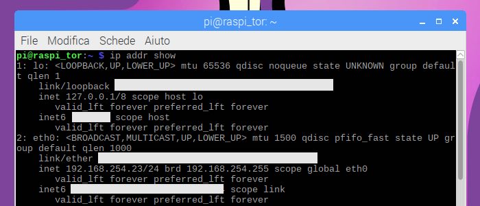 come trovare il proprio indirizzo IP Linux Raspberry Pi