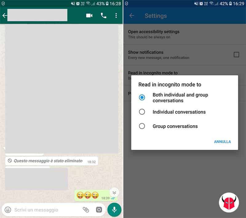 come vedere con chi sta chattando su WhatsApp messaggi eliminati