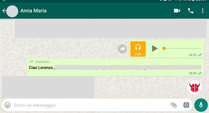 come vedere messaggi inoltrati WhatsApp etichetta inoltrato chat