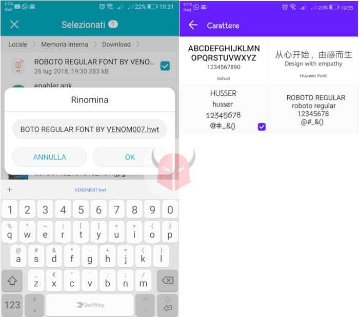 come cambiare font su Huawei senza root