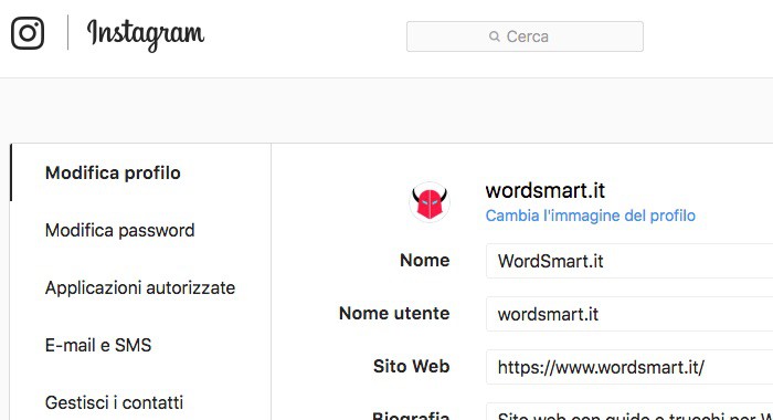 come cambiare nome su Instagram Web