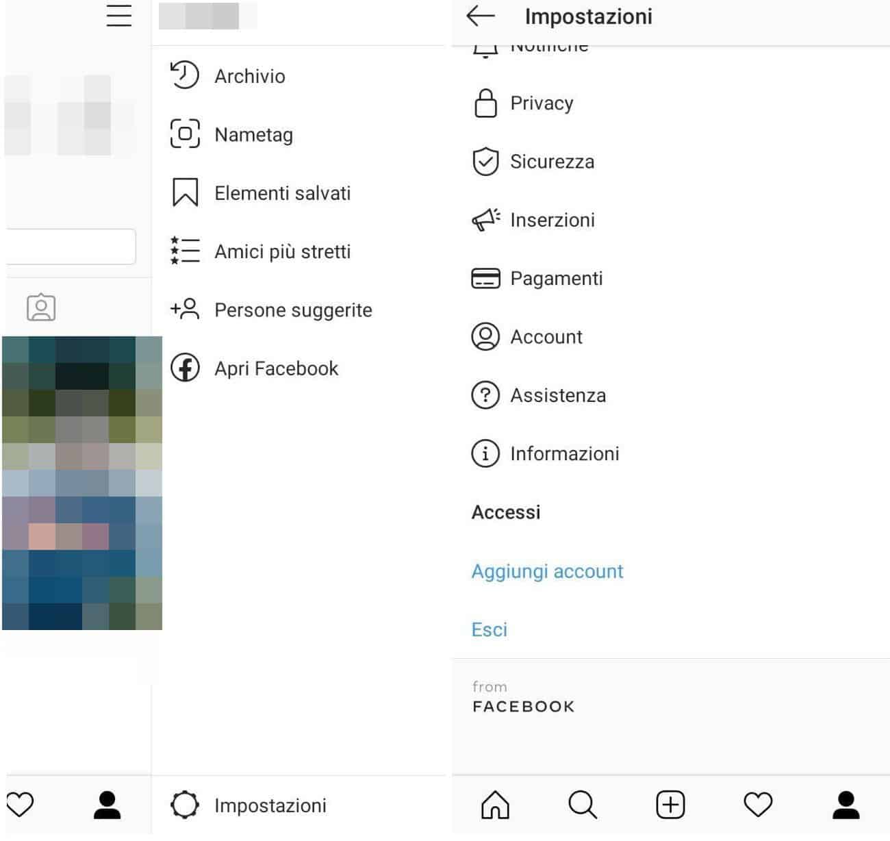 come eliminare un account Instagram uscita da app