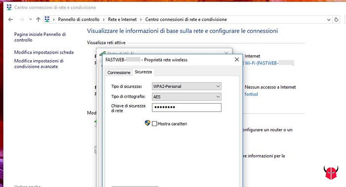 come trovare password WiFi protette Windows 10