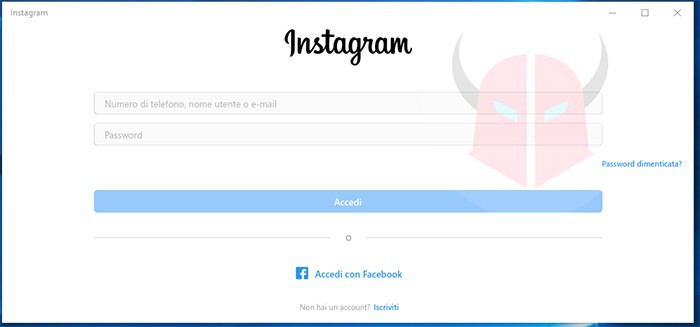 come uscire da account Instagram app Windows 10