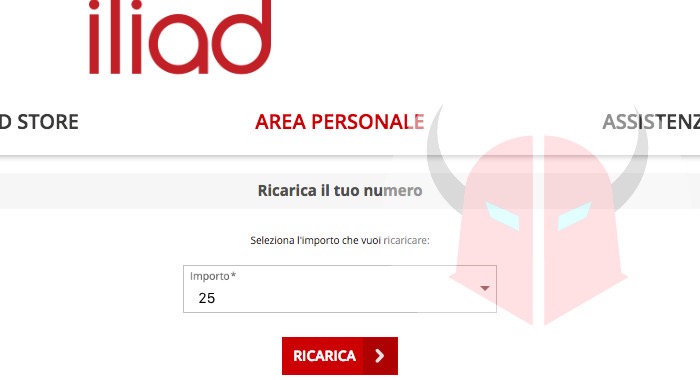 dove ricaricare Iliad sito web