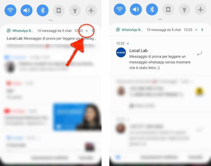 Il primo trucco per leggere messaggi WhatsApp dalle notifiche senza aprirli