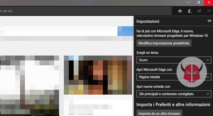 come attivare tema scuro Windows 10 Microsoft Edge