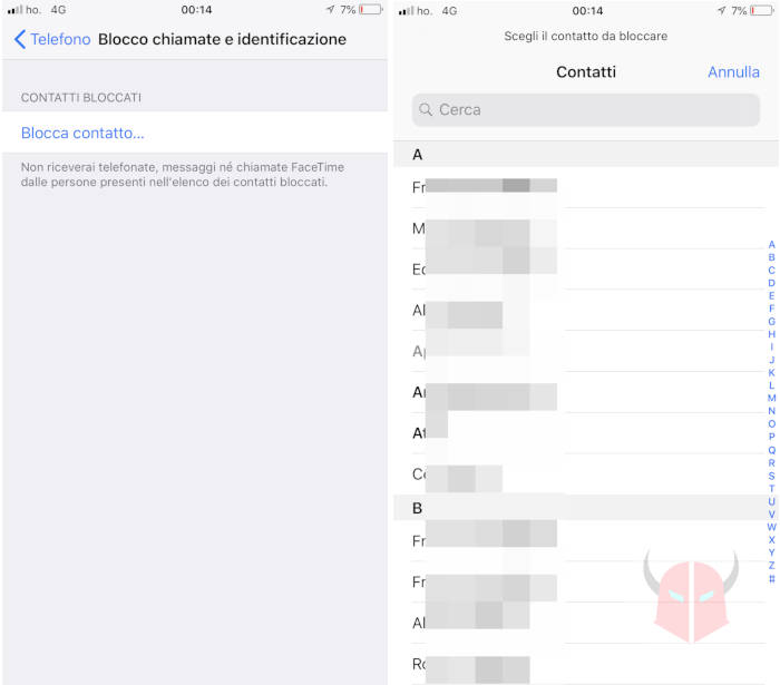 come bloccare contatto iPhone registrato
