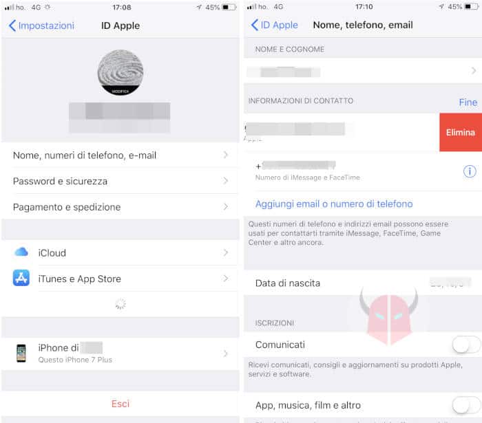 come cambiare email su iPhone ID Apple