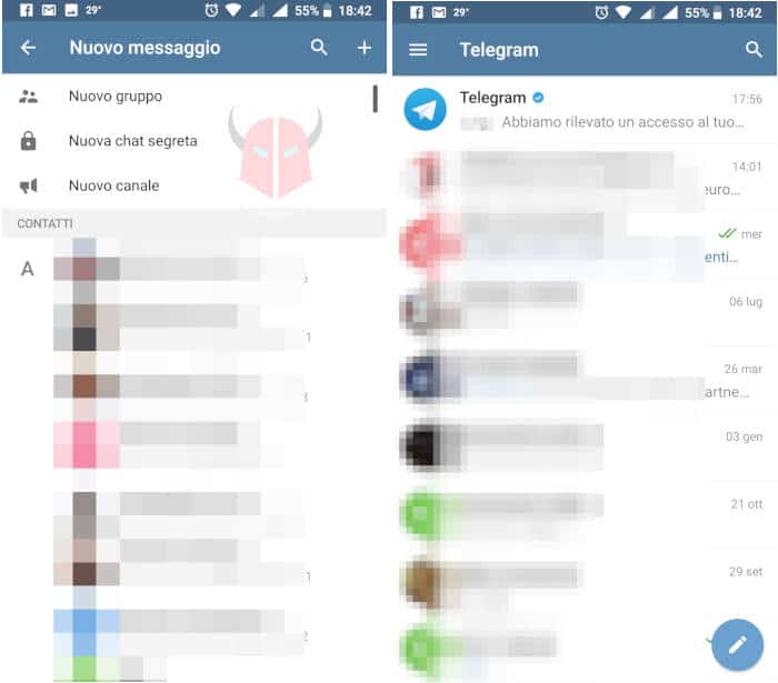 come fare chat anonime Telegram Android