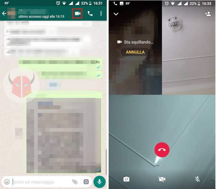 apertura di videochiamata di gruppo su WhatsApp