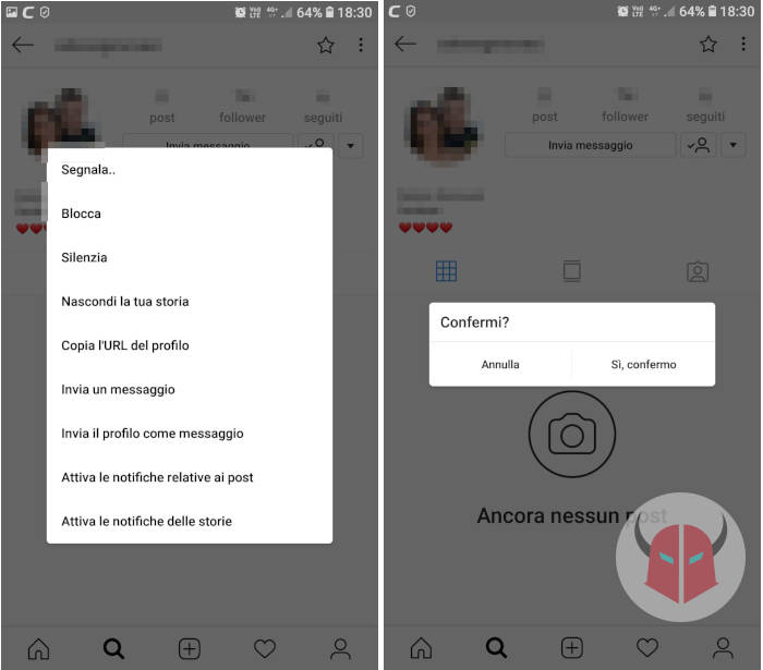 come non far vedere foto Instagram blocco