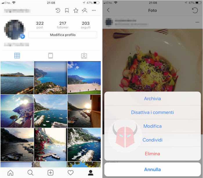 come non far vedere foto Instagram funzione archivia