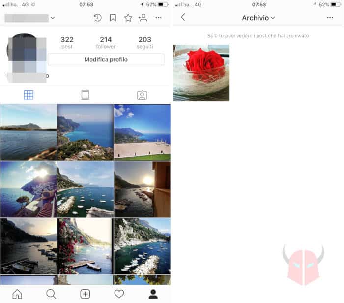 come recuperare foto archiviate Instagram archivio smartphone