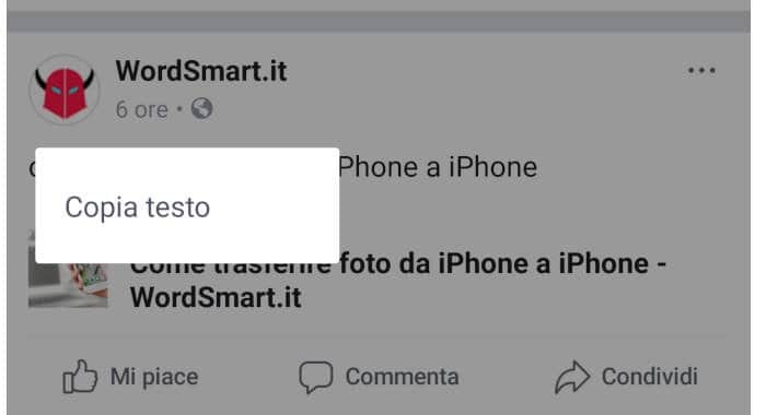 come fare copia e incolla su Facebook testo dei post