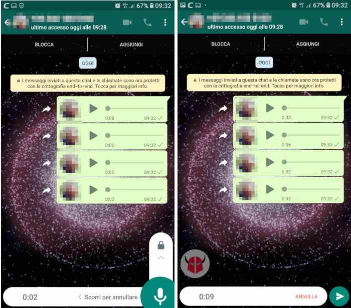 come registrare audio WhatsApp senza tenere premuto