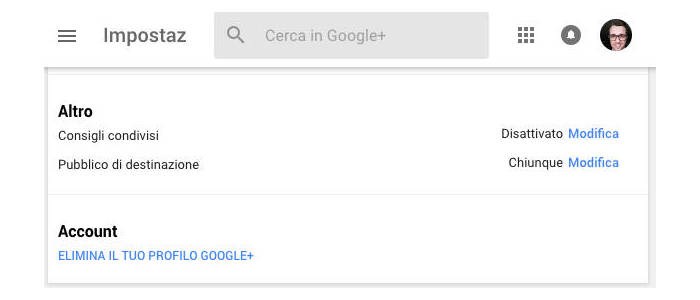 come cancellare account Google Plus cancellazione