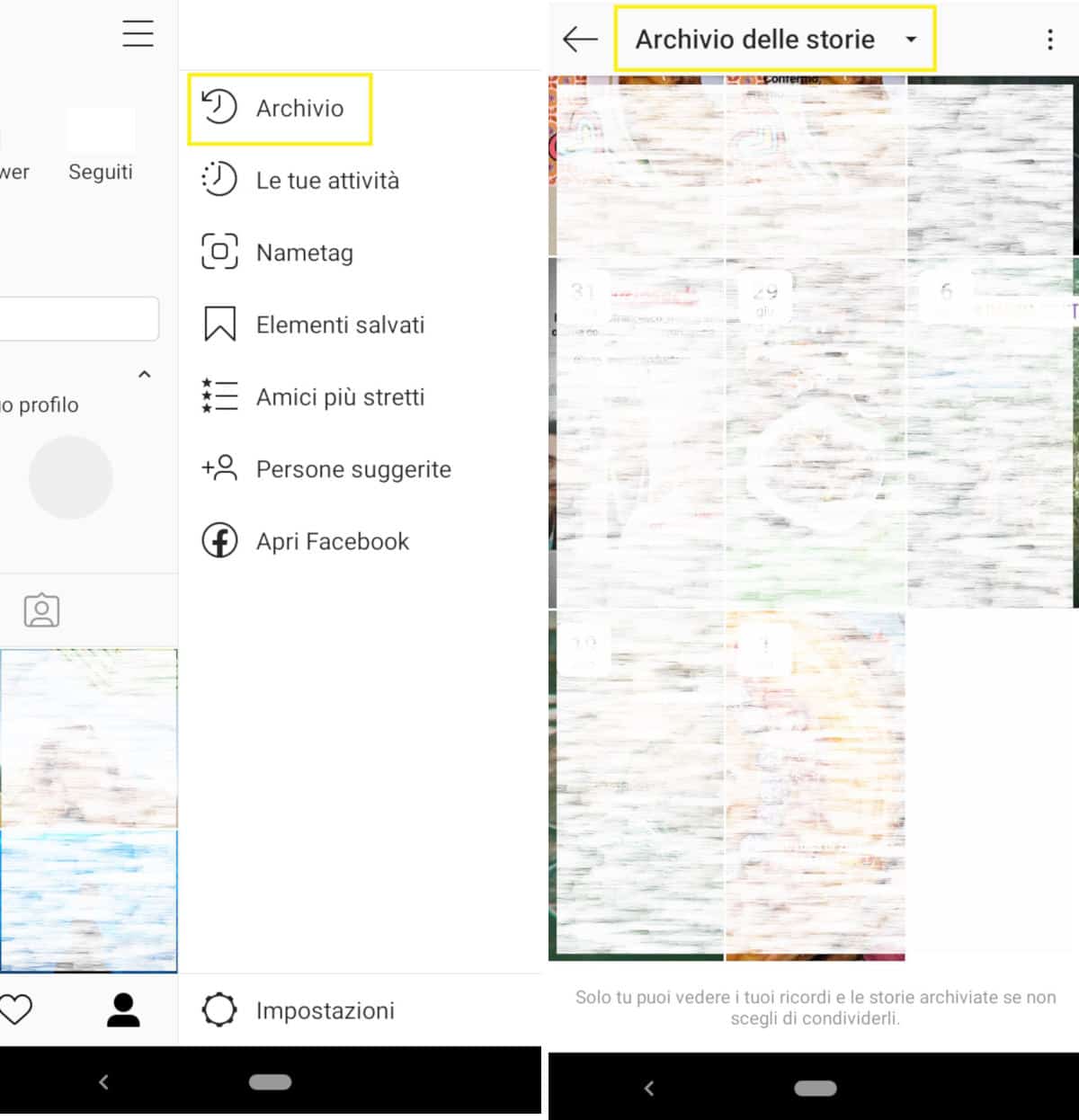 come condividere una storia su Instagram archivio storie