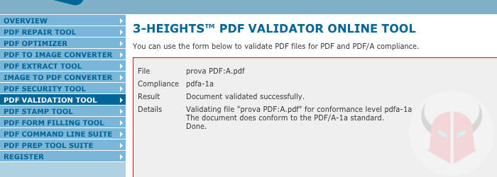 come vedere se PDF è PDF/A verifica online