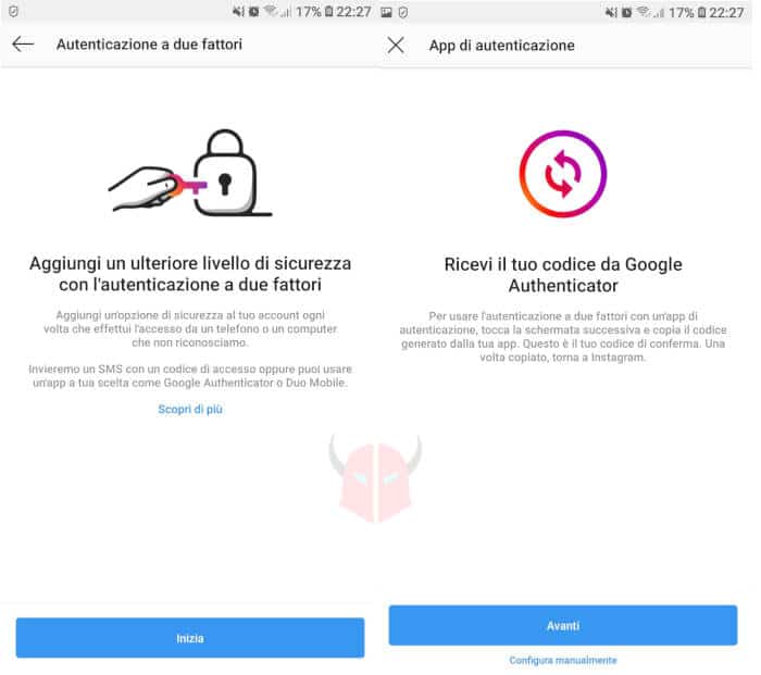 come attivare autenticazione a due fattori Instagram app 2FA