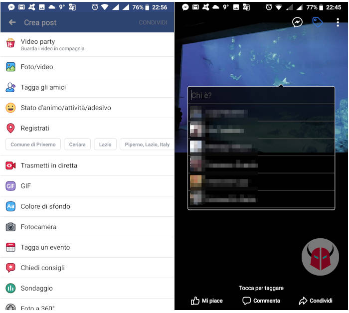 come taggare foto Facebook smartphone
