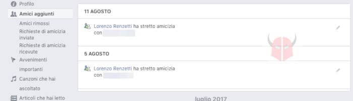 come vedere da quanto tempo sono amici su Facebook registro attività