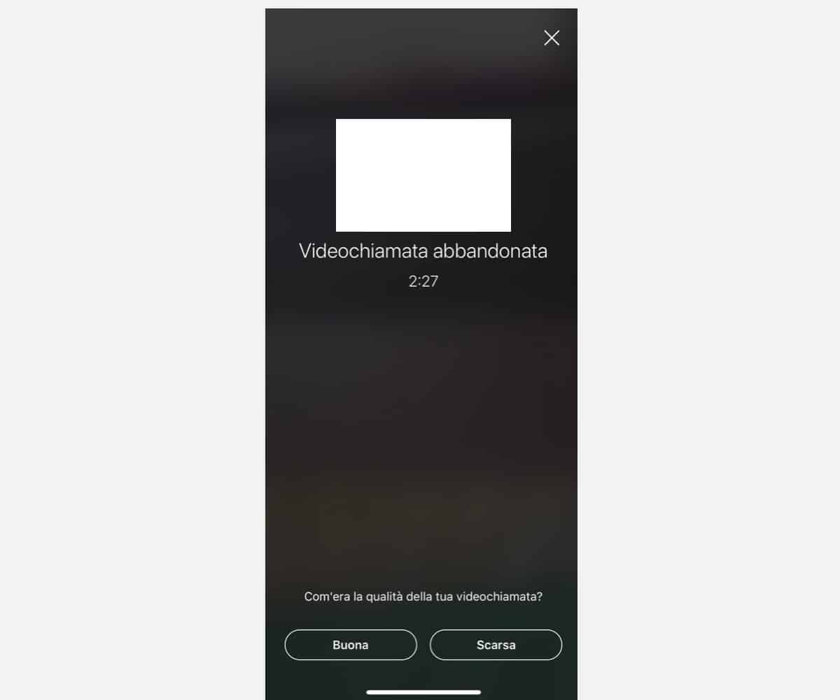 come videochiamare su Instagram abbandono videochiamata