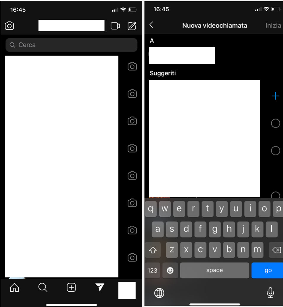 come videochiamare su Instagram singolo utente