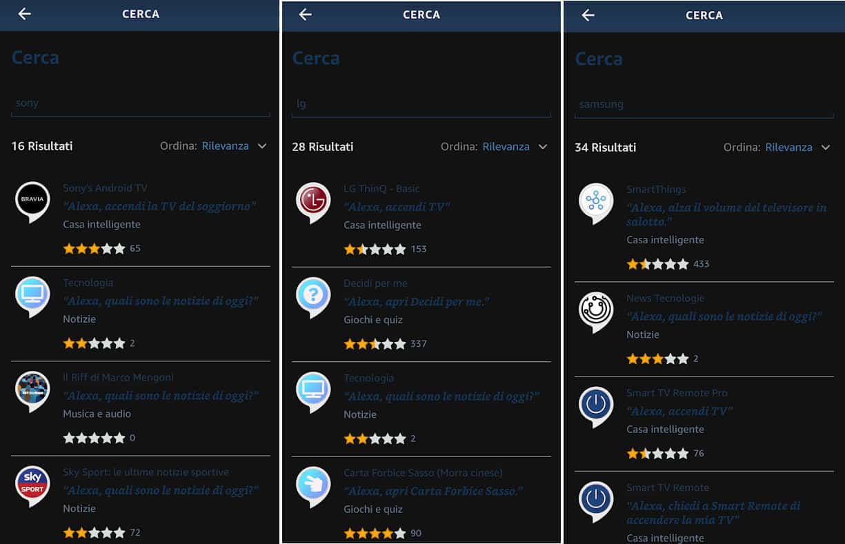 collegare Alexa alla TV ricerca app del televisore