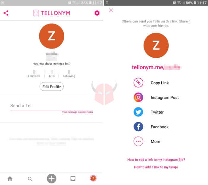 come mettere Tellonym su Instagram smartphone