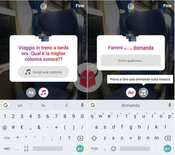 come ricevere suggerimenti musicali Storie Instagram domanda