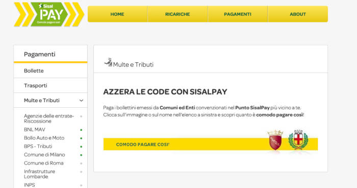 come pagare le multe online SisalPay