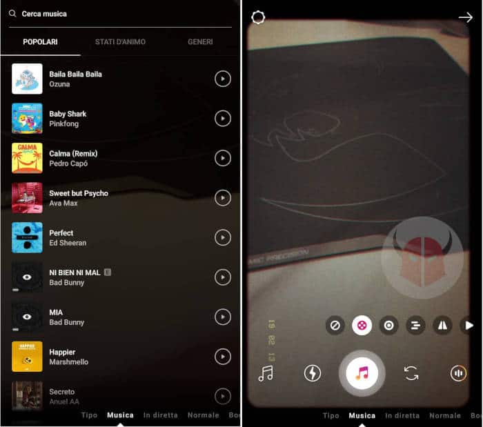 perché non ho la musica nelle Storie di Instagram modalità Musica