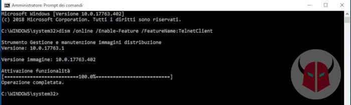 come attivare Telnet su Windows 10 cmd