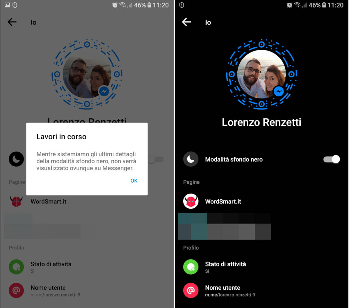 come attivare modalità scura su Facebook Messenger opzione dedicata