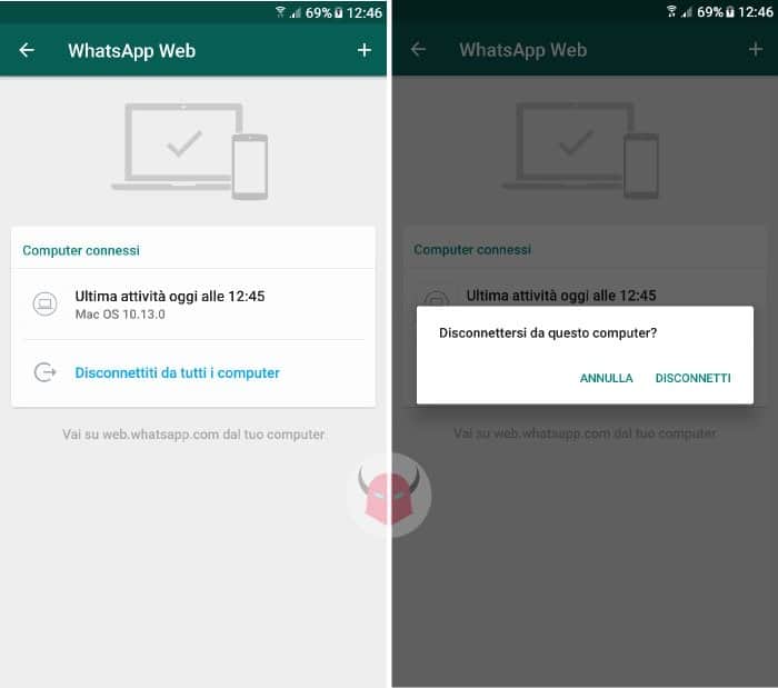 come disinstallare WhatsApp disconnettere WhatsApp Web