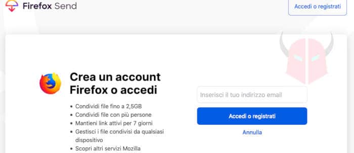 come funziona Firefox Send creazione account Firefox Sync